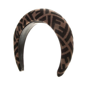 Fendi Brown FF Zucca Logo Pattern Print Headband